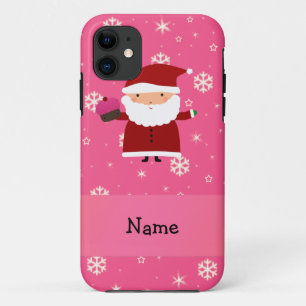 Coques Pour iPhone Nom personnalisé père Noël cupcake rose flocon