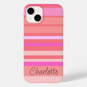 Coque Case-Mate iPhone Nom personnalisé Pink Striped Script