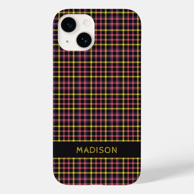 Coques Case-Mate iPhone Nom personnalisé Plaid / Tartan Motif (Verso)