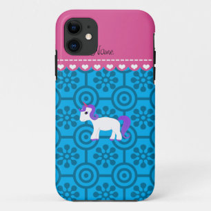 Coque Case-Mate Pour iPhone Nom personnalisé poil violet unicorne bleu fleurs 
