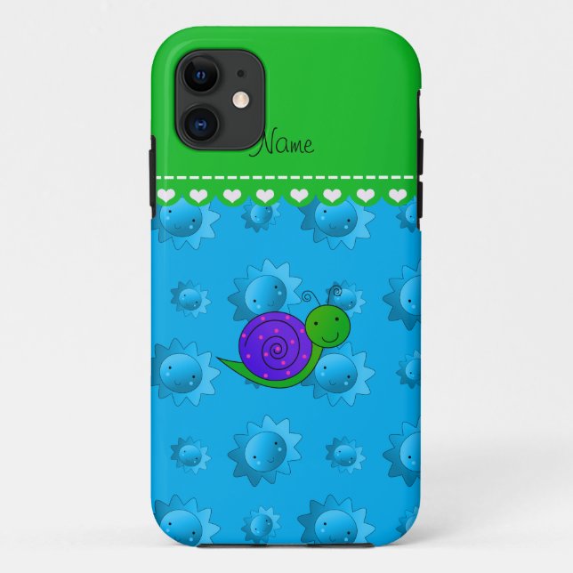Coques Case-Mate iPhone Nom personnalisé pourpre escargot ciel bleu soleil (Dos)