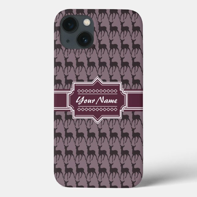 Coques Case-Mate iPhone Nom personnalisé pourpre violet cerf (Verso)