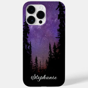 Coque Case-Mate iPhone Nom personnalisé Purple Night Sky Forest Voie Lact