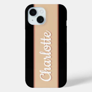 Coque Case-Mate iPhone Nom personnalisé Retro Bande Beige Noir