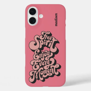 Coque Pour iPhone 16 Plus Nom personnalisé Rétro "Esprit libre"