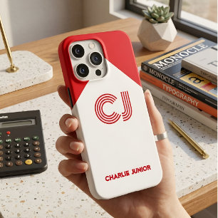 Coque Case-Mate iPhone Nom personnalisé rétro minimaliste rouge et blanc