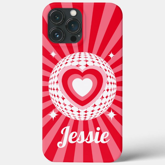 Coques Case-Mate iPhone Nom personnalisé Retro Red Heart (Verso)