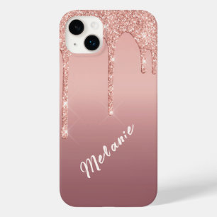 Coque Case-Mate iPhone Nom personnalisé Rose de texte Gold Parties scinti