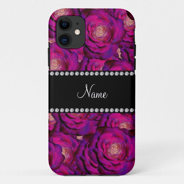Coques Case-Mate iPhone Nom personnalisé roses violet foncé (Dos)