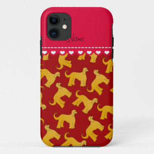Coque iPhone 11 Nom personnalisé rouge afghan chien de chien