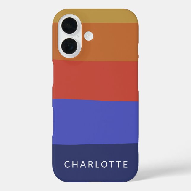 Coques Case-Mate iPhone Nom personnalisé rouge bleu rayé gras (Verso)