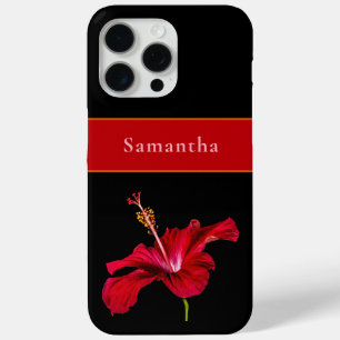 Coque Case-Mate iPhone Nom personnalisé Rouge Hibiscus Fleur Côté Tropica