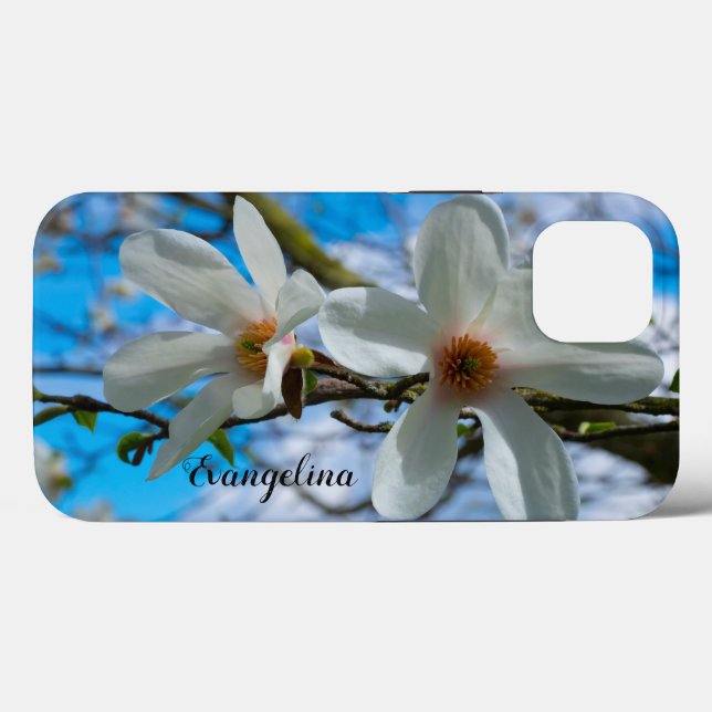 Coques Case-Mate iPhone Nom personnalisé Super Spring Magnolia Blossom (Verso (horizontal))