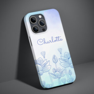 Coque Case-Mate iPhone Nom personnalisé Superposition de silhouette flora
