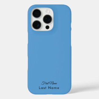 Coque iPhone 16 Pro Nom personnalisé sur couleur solide bleu doux simp