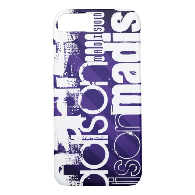Coques Case-Mate iPhone Nom personnalisé sur les bandes violettes violette (Dos)
