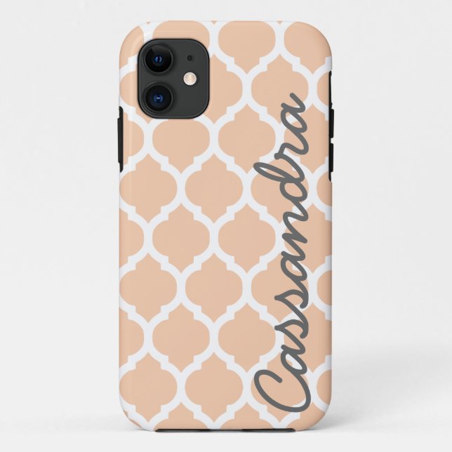 Coques Case-Mate iPhone Nom personnalisé sur Trellis marocain rose (Dos)