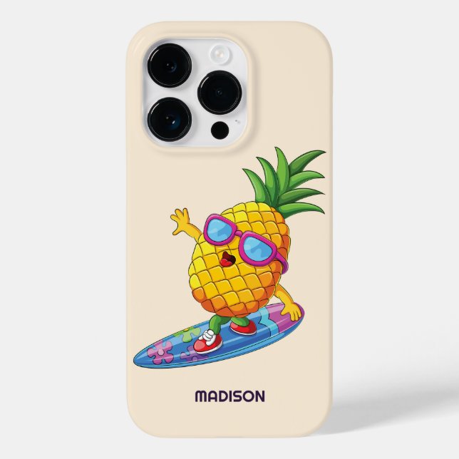 Coques Case-Mate iPhone Nom personnalisé Surfing Pineapple (Verso)