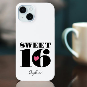 Coque Case-Mate iPhone Nom personnalisé Sweet 16 Anniversaire Rétro Blanc