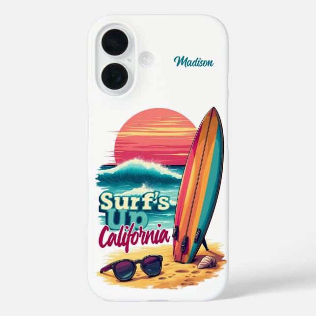 Coques Case-Mate iPhone Nom personnalisé / Texte Californie Surf (Verso)