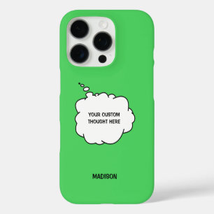 Coque iPhone 16 Pro Nom personnalisé, texte et couleur bulle de pensée