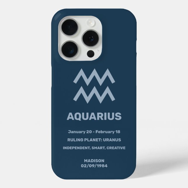 Coques Case-Mate iPhone Nom personnalisé / Texte Symbole zodiaque Aquarius (Verso)