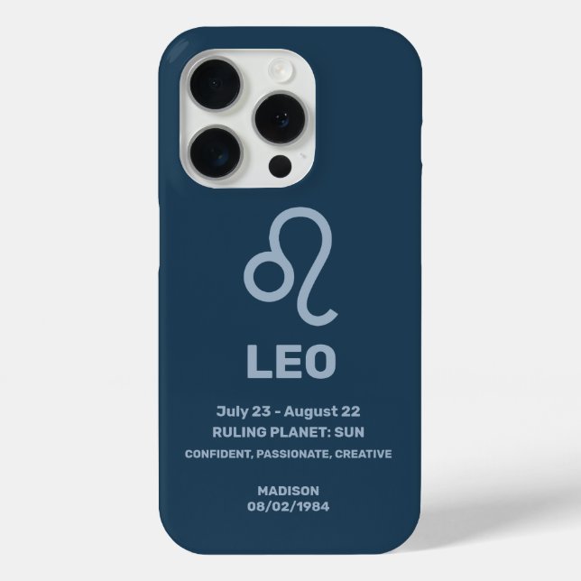 Coques Case-Mate iPhone Nom personnalisé / Texte Zodiac Signal Leo (Verso)