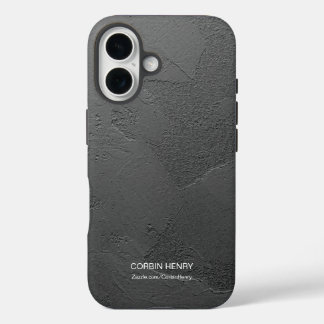 Coque Pour iPhone 16 Nom personnalisé texturé mat noir moderne
