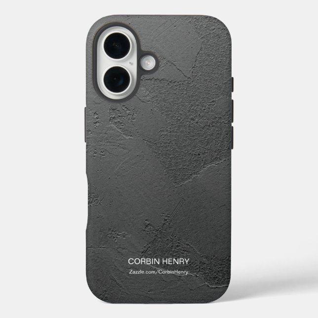 Coques Case-Mate iPhone Nom personnalisé texturé mat noir moderne (Verso)