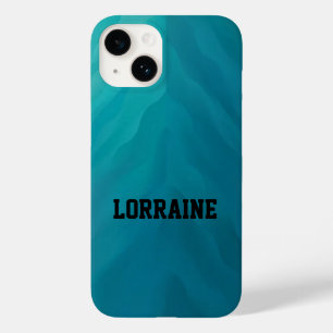 Coque Case-Mate iPhone Nom personnalisé texture turquoise en verre