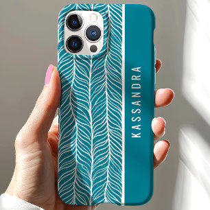 Coque Case-Mate iPhone Nom personnalisé turquoise Et Blanc Du Cerf