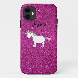 Coques Pour iPhone Nom personnalisé unicorn rose parties scintillant