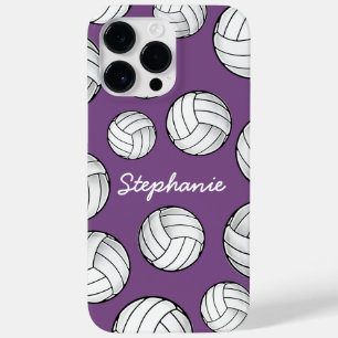 Coque Pour Pour iPhone 14 Pro Max Nom personnalisé unique Volleyball violet