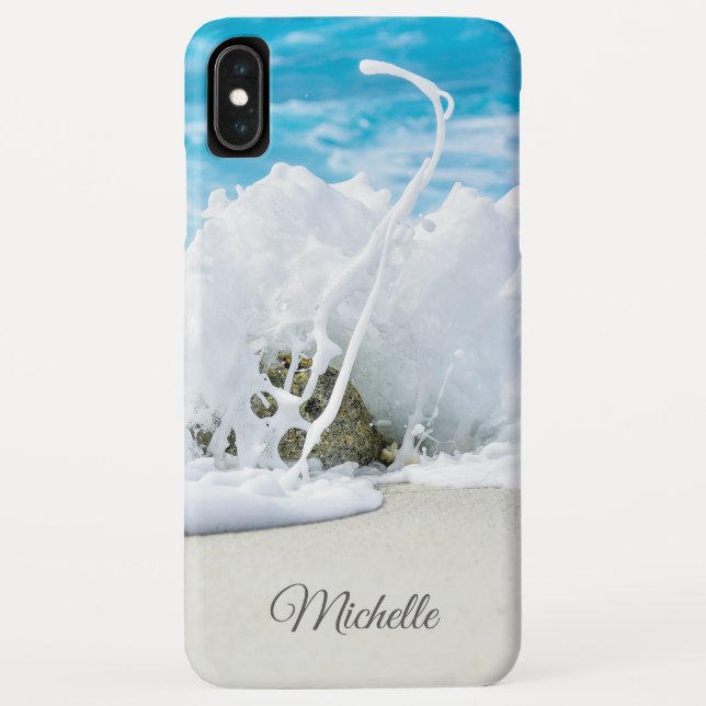 Coques Case-Mate iPhone Nom personnalisé vague de plage (Dos)
