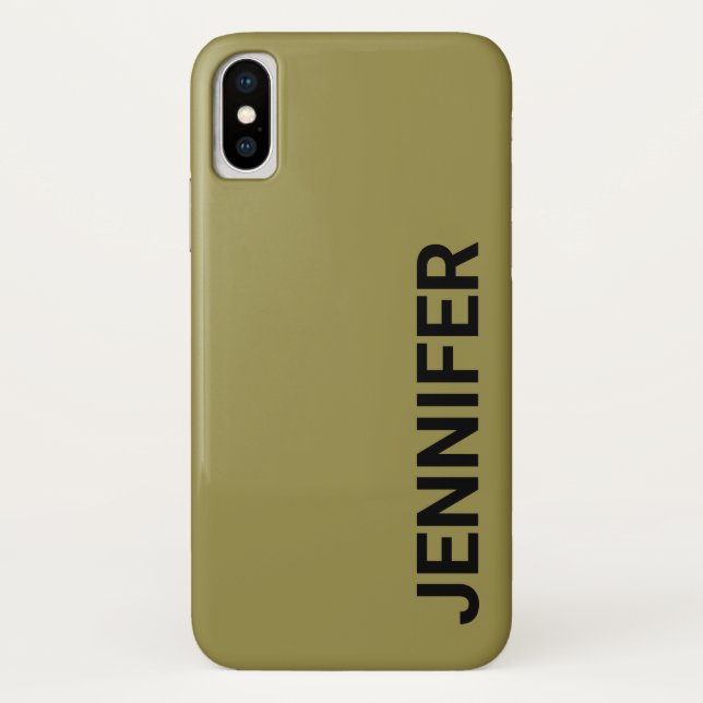 Coques Case-Mate iPhone Nom personnalisé vert décalé solide (Dos)