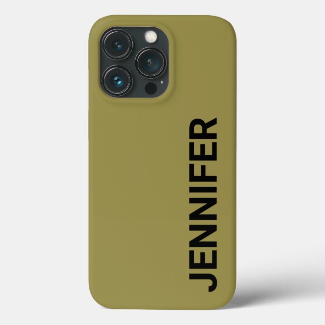 Coques Case-Mate iPhone Nom personnalisé vert décalé solide (Verso)