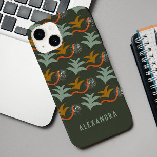 Coque Case-Mate iPhone Nom personnalisé Vert foncé Motif d'art Abstrait