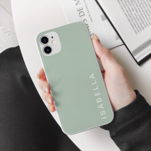 Coque Case-Mate iPhone Nom personnalisé Vert Sauge Minimaliste Moderne