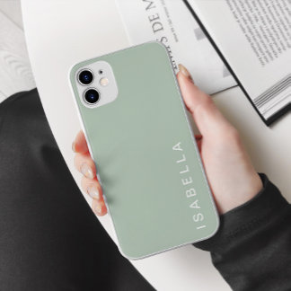Coque Case-Mate iPhone Nom personnalisé Vert Sauge Minimaliste Moderne