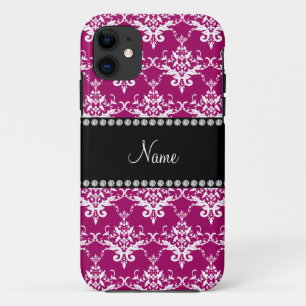 Etui iPhone Case-Mate Nom personnel magenta rose blanc damask
