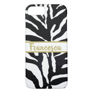Case-Mate iPhone Case Nom personnel noir et blanc Zebra
