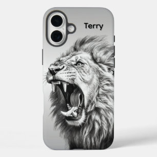 Coque Pour iPhone 16 Plus Nom personnel Rugissement du Lion