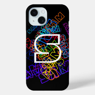 Coque Case-Mate iPhone Nom rétro-moderne et monogramme Couleurs vives et
