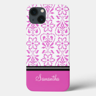 iPhone 13 Case nom rose de coutume de damassé d'iPad