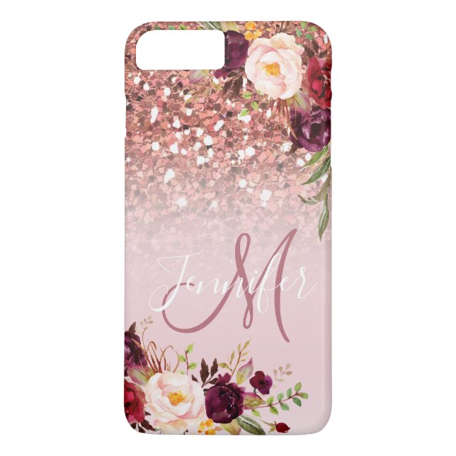 Coques Case-Mate iPhone Nom rose floral d'étincelles de parties (Dos)