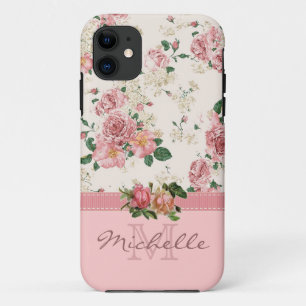 Case-Mate iPhone Case Nom rose floral rose vintage élégant de monogram