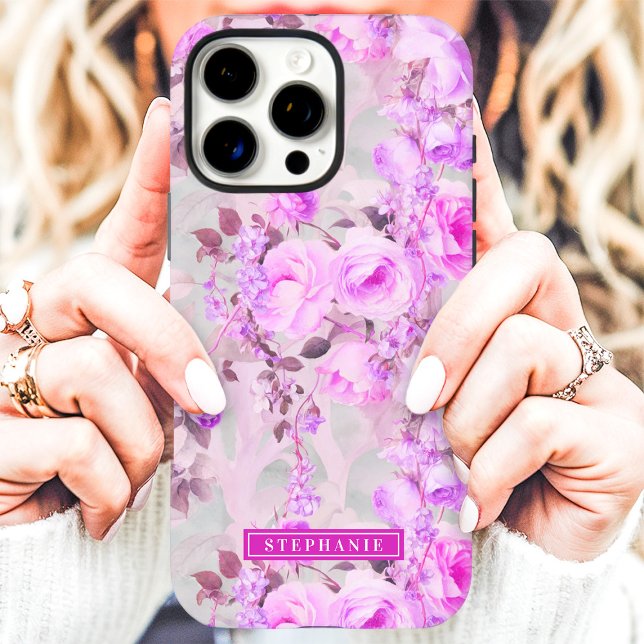 Coques Case-Mate iPhone Nom Rose Romantique et Lavande  (Créateur téléchargé)