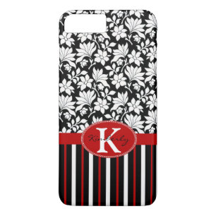 Coque iPhone 8 Plus/7 Plus Nom rouge, blanc et noir / initial