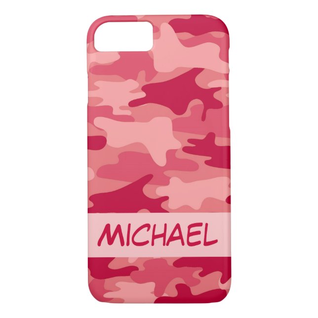 Coques Case-Mate iPhone Nom rouge de camouflage de Camo personnalisé (Dos)