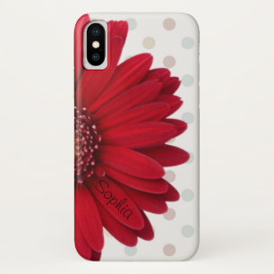 Coque iPhone X Nom rouge de coutume de marguerite de point de
